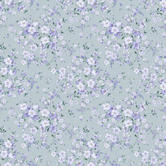 Watercolor seamless hand drawn pattern with beautiful wildflowers