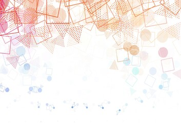 Light Blue, Red vector template with crystals, circles, squares.