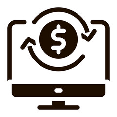 Money Account Verification Vector Icon. Online Money Transaction, Financial Internet Banking Payment Operation Pictogram. Dollar Exchange Contour Illustration