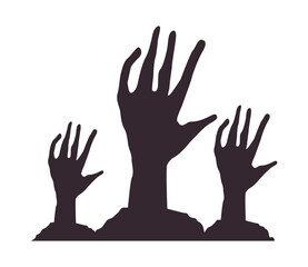 death zombie hands isolated icons