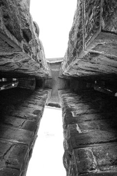 View From Under La Sagrada Familia By Antoni Gaudi, Inside The Tower,  Catalonia, Barcelona, Spain