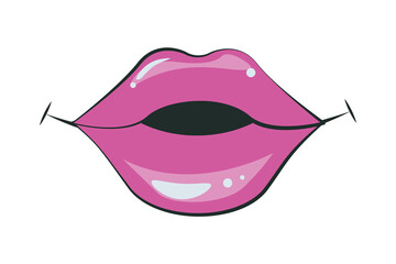 sexi female mouth pink color pop art style
