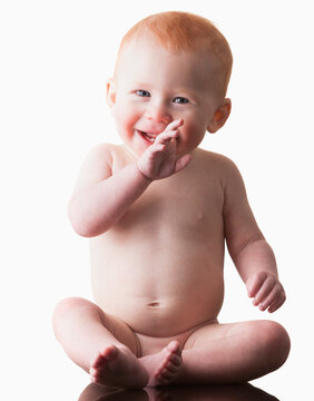 Studio Shot Of Naked Baby Boy (18-23 Months)