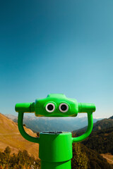 Bright light green device for sightseeing, stationary viewing binoculars, viewing binoculars with...