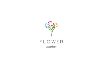 Logo design for flower market, flower shop, or flower seller  - obrazy, fototapety, plakaty