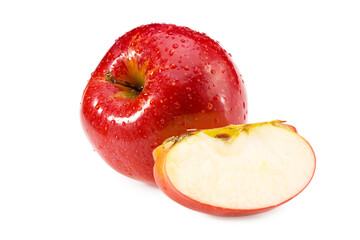 red apples with slices isolated on a white background