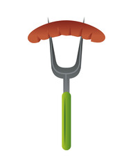 fork with sausage food isolated icon
