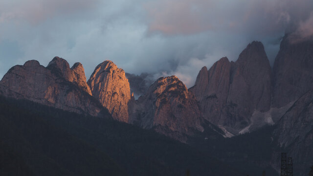 Jof Fuart peak from Valbruna town. Julien Alps, Italy