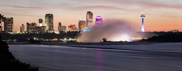 Niagara Falls and Toronto skyline in background