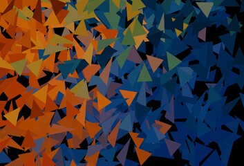 Dark Blue, Yellow vector backdrop with lines, triangles.