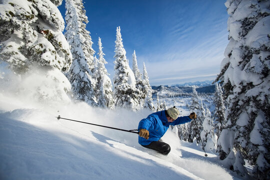 Man skiing in mountains