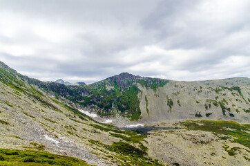 View from high mountain. clouds in the sky