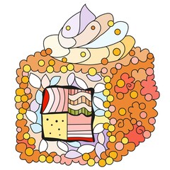 Zentangle Sushi. Hand drawn decorative vector illustration