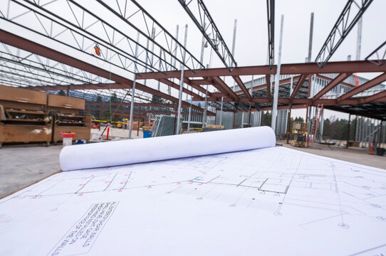 Architectual plans on table