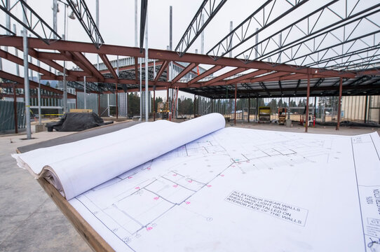 Architectual plans on table
