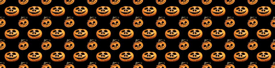 Seamless endless halloween pumpkin pattern. Festive background. For design and printing. Jack's head background. Concept for print and design