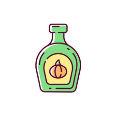 Pumpkin syrup RGB color icon. Natural food product, rustic cooking. Vegan gourd based spice. Delicious topping for homemade dishes. Isolated vector illustration