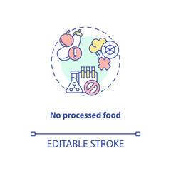 No processed food concept icon. Organic frozen foods. Healthy canned meals. Sustainable diet idea thin line illustration. Vector isolated outline RGB color drawing. Editable stroke
