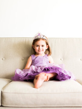 Portrait of girl (4-5) in princess costume
