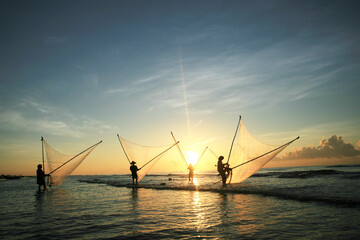 Nam Dinh, VIETNAM - August 1 :. Fishermen working in the fishing village of Hai Hau, Vietnam on...