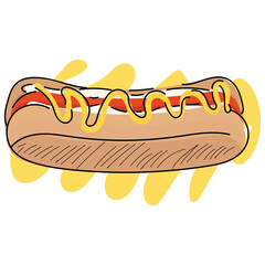 Isolated hotdog icon. Fast food icon - Vector
