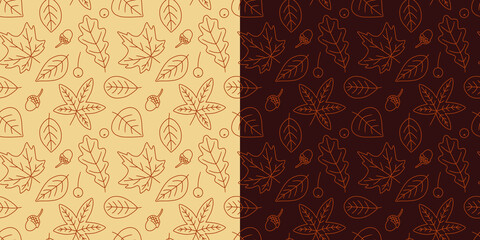 Seamless pattern with autumn leaves. Endless print. Vector illustration. Simple hand drawn elements.