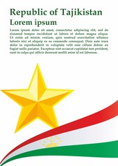 Flag of Tajikistan, Republic of Tajikistan. Template for award design, an official document with the flag of Tajikistan. Bright, colorful vector illustration.
