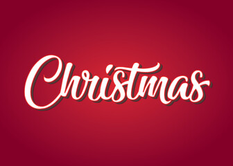 Naklejka premium Christmas Background, Handwritten Merry Christmas Sign, Holiday Greeting Card, Vector Illustration Background