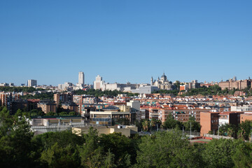 Fototapeta na wymiar Madrid view from a Cuña Verde viewpoint. Madrid, Spain.