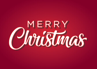 Merry Christmas Background, Handwritten Merry Christmas Sign, Holiday Greeting Card, Vector Illustration Background