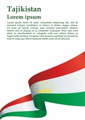 Flag of Tajikistan, Republic of Tajikistan. Template for award design, an official document with the flag of Tajikistan. Bright, colorful vector illustration.
