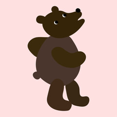 Cute   bear  on the pink background. In Scandinavian style. Print for children's clothes, room and etc