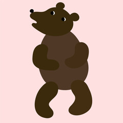 Cute   moving bear  on the pink background. In Scandinavian style. Print for children's clothes, room and etc