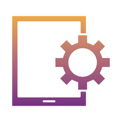 tablet device tech with gear degradient style icon