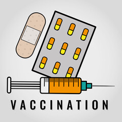Vaccination medical poster. Immunization injection - Vector illustration