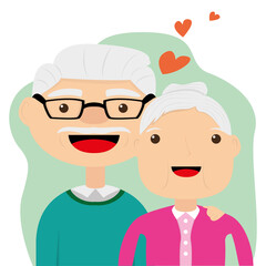 Happy gandparents day card. Happy old couple - Vector