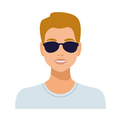 man wearing sunglasses avatar character isolated icon