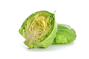 Obraz premium Two slices of a fresh organic cabbage isolated on a white background