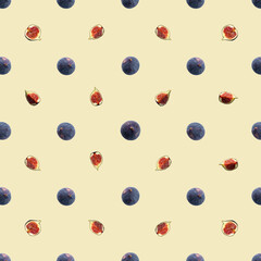pattern of fresh figs on pastel yellow background