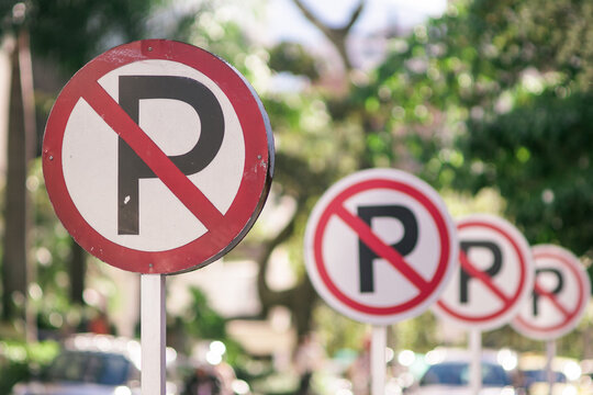 Row of No Parking signs