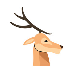 wild reindeer animal head nature icon