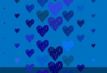 Light Pink, Blue vector texture with lovely hearts.