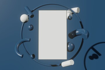 Mockup of blank frame with copyspace for poster,artwork,advertising in minimal room in 3d illustration