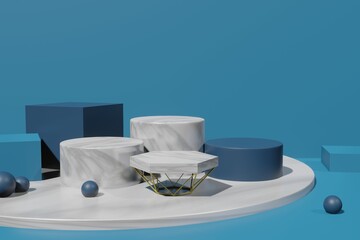 3d rendering empty template podium mockup for product placement