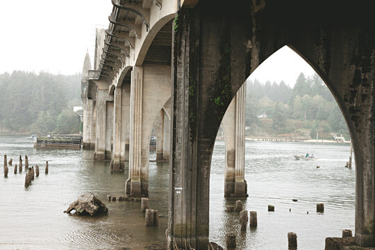 view from below the Siuslaw bridge in Florence Oregon