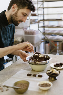 Chocolatier making Truffles