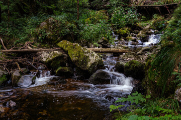 The Ravenna Gorge in the Black Forest is a narrow and steep side valley of the Hoellen Valley, mountain stream flows over many cascades and waterfalls
