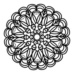 vector flower mandala, henna drawing, print for clothing, textiles, notebooks, tattoos, anti-stress coloring. isolated on a white background.