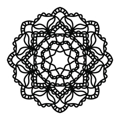vector flower mandala, henna drawing, print for clothing, textiles, notebooks, tattoos, anti-stress coloring. isolated on a white background.
