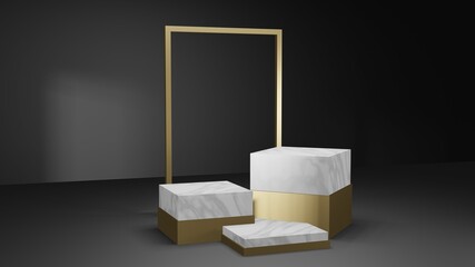 3d rendering empty template podium for product placement